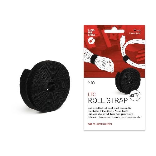 LABEL THE CABLE LTC PRO Roll Strap, doppelseitige Klettbandrolle, 25m, schwarz 59935B