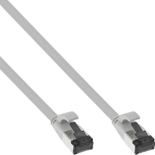InLine® Patchkabel flach, U/FTP, Cat.8.1, TPE halogenfrei, grau, 0,3m 75813