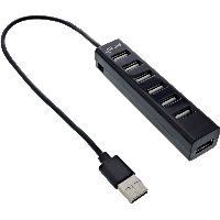 InLine® USB 2.0 Hub, 7 Port, schwarz, mit USB DC Kabel, schwarz 33293D