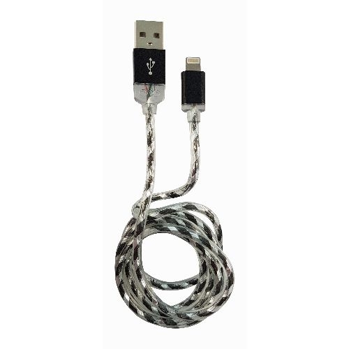 LC-Power LC-C-USB-Lightning-1M-8 (MFI) USB A zu Lightning Kabel, schwarz/silber, 31331H