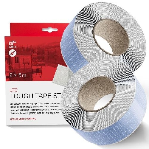 LABEL THE CABLE LTC Tough Tape Strap, Klettband selbstklebend 50mm, weiß, 5m 59937F
