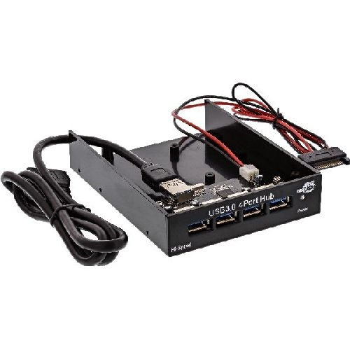 InLine® USB 3.0 Hub, 4-fach für den 8,89cm (3,5) Schacht, schwarz 33395B