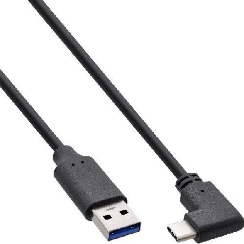 InLine® USB 3.2 Kabel, USB-C Stecker gewinkelt an A Stecker, schwarz, 0,5m 35716W