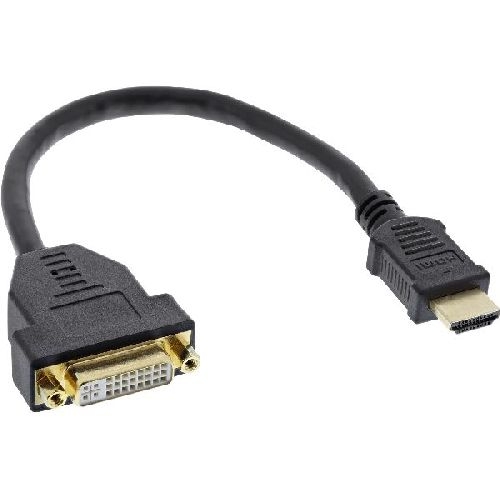 InLine® HDMI-DVI Adapterkabel, HDMI Stecker auf DVI Buchse, 0,2m 17670I