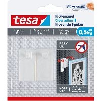 tesa 77772-00000-00 tesa Klebenagel, 2 Stück, für Tapeten und Putz, bis zu 0,5kg pro Nagel, weiß
