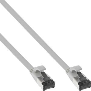 InLine® Patchkabel flach, U/FTP, Cat.8.1, TPE halogenfrei, grau, 0,25m 75812