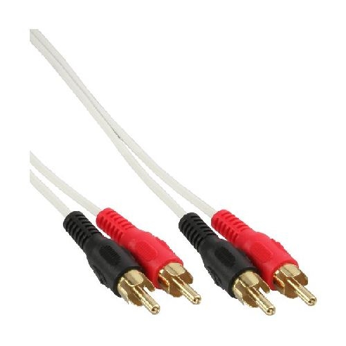 InLine® Cinch Kabel, 2x Cinch, Stecker / Stecker, weiß / gold, 0,5m 89933U