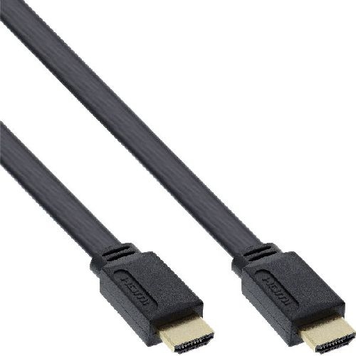 InLine® HDMI High Speed Flachkabel mit Ethernet, schwarz, 1,5 m 17001F