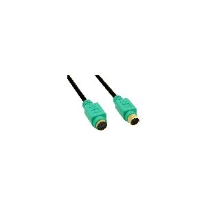 InLine® PS/2 Verlängerung, Stecker / Buchse, PC99, grüne Stecker, PREMIUM, 2m 13342H