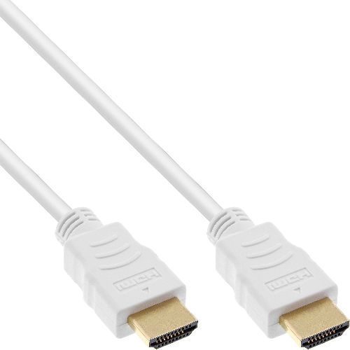 InLine® HDMI-High Speed Kabel mit Eth., Premium, ST / ST, weiß / gold, 3m 17503W