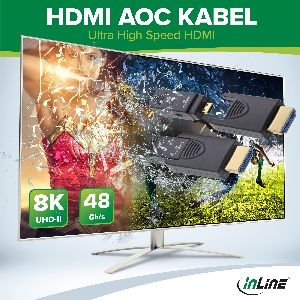 InLine® HDMI AOC Kabel, Ultra High Speed 2.1, abnehmbar, 8K, 25m 17925O