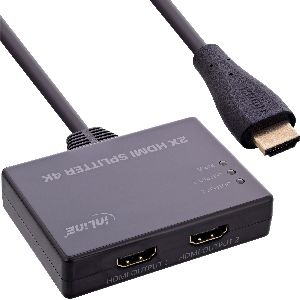InLine® HDMI Splitter/Verteiler, 2-fach, 4K/60Hz, mit integriertem Kabel 65009C