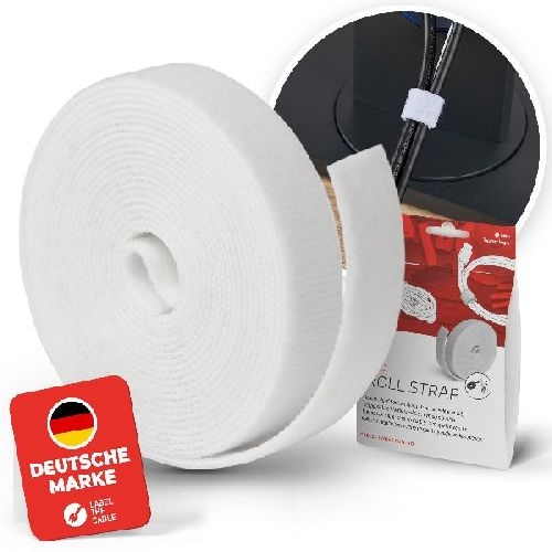 LABEL THE CABLE LTC Roll Strap, doppelseitige Klettbandrolle, 3m, weiß 59939C