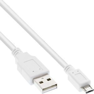 InLine® Micro-USB 2.0 Kabel, USB-A Stecker an Micro-B Stecker, weiß, 5m 31750W