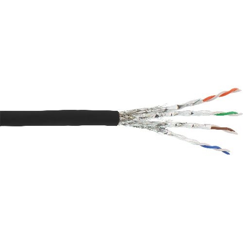 InLine® Patchkab., S/FTP (PiMf), Cat.6A, 500MHz, halogenfrei, CU, schwarz, 100m 76899S