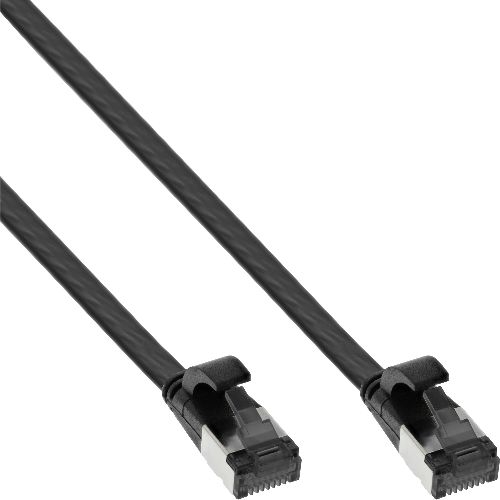 InLine® Patchkabel flach, U/FTP, Cat.8.1, TPE halogenfrei, schwarz, 0,3m 75813S