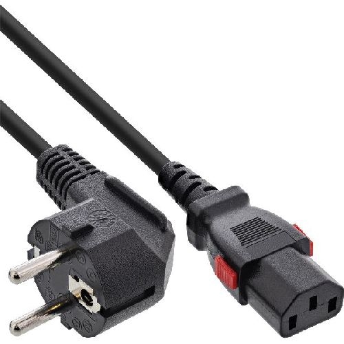 InLine® Netzkabel, Schutzkontakt gewinkelt auf C13 verriegelbar, 1m 16951L