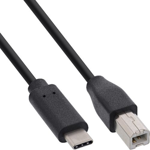 InLine® USB 2.0 Kabel, USB-C Stecker an USB-B Stecker, schwarz, 0,5m 35766