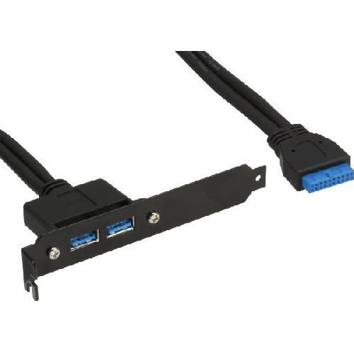 InLine® Slotblech USB 3.2 Gen.1, 2x USB-A Buchse auf intern Mainboard 0,5m 33390C