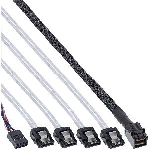 InLine® Mini SAS HD Kabel, SFF-8643 zu 4x SATA + Sideband, 1m 27630B
