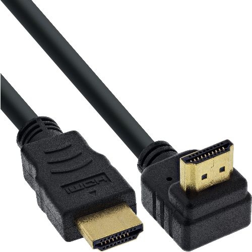 InLine® HDMI High Speed Kabel mit Ethernet, gewinkelt, schwarz, 0,5 m 17055V
