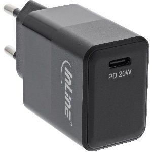 InLine® USB PD Netzteil Ladegerät Single USB-C, Power Delivery, 20W, schwarz 31500B
