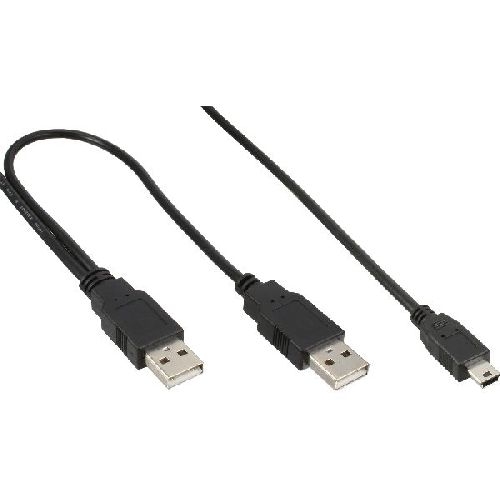 InLine® USB Mini-Y-Kabel, 2x Stecker A an Mini-B Stecker (5pol.), 1,0m 33107X