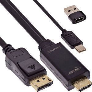 InLine® HDMI zu DisplayPort Konverter Kabel, 4K60Hz, schwarz/gold, 2m 17162I