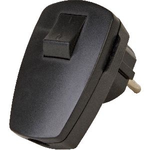 Kopp Kunststoff-Schutzkontakt-Stecker,Wippenschalter, für 3x1,5mm², schwarz 16731E