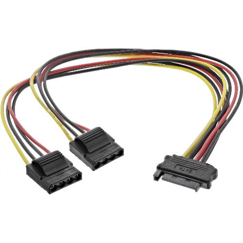 InLine® SATA Strom-Y-Kabel, SATA Buchse an 2x 13,34cm (5,25") Stecker, 0,3m 29684