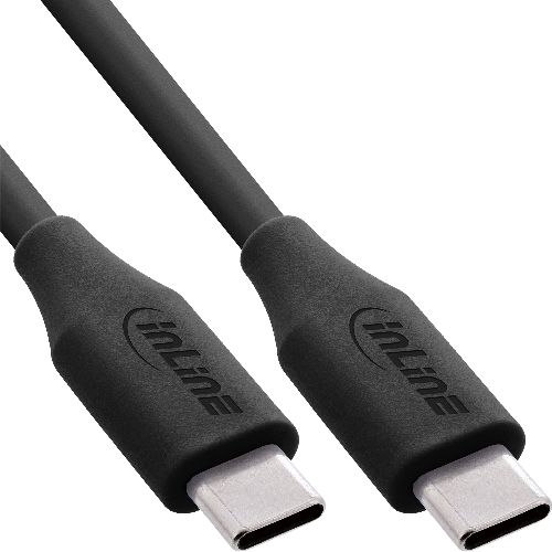 InLine® USB 2.0 Kabel, USB-C Schnellladekabel 100W, Black Cookie, schwarz 2m 35892