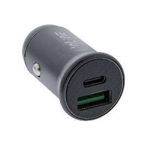 InLine® USB KFZ Stromadapter PD, 12/24V USB-A + USB-C, max. 60W, grau 31502G