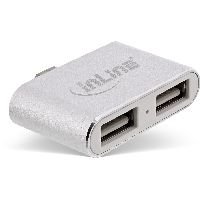 InLine® Mini USB 2.0 Hub, USB-C Stecker auf 2x USB A Buchse, silber 33291I