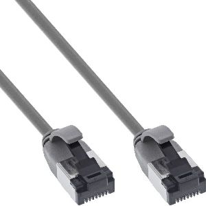 InLine® Patchkabel slim, U/FTP, Cat.8.1, TPE halogenfrei, grau, 0,25m 75312