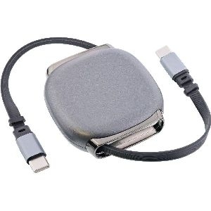 InLine® USB-C Kabel im Case, einziehbar, 100W, 0,80m, schwarz/grau 35850