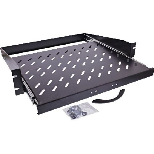 InLine® 19 Fachboden ausziehbar, 350mm, 30kg, 2HE, RAL 9005 schwarz 19114I