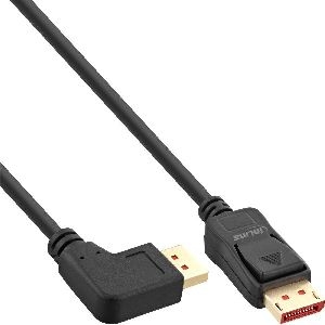 InLine® DisplayPort 1.4 Kabel, 8K4K, links gewinkelt, schwarz/gold, 3m 17153L
