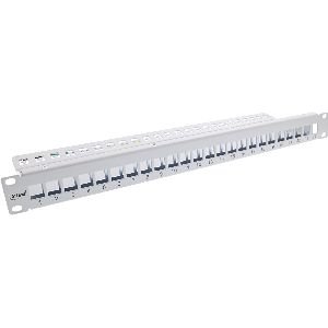 InLine® Patchfeld 24-fach, Keystone Leerblech Patchpanel, 19", 1HE, lichtgrau 76824G