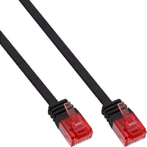 InLine® Patchkabel flach, U/UTP, Cat.6, schwarz, 1m 71601S