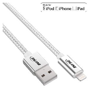 InLine® Lightning USB Kabel, für iPad, iPhone, iPod, silber/Alu, 1m MFi-zert. 31411A