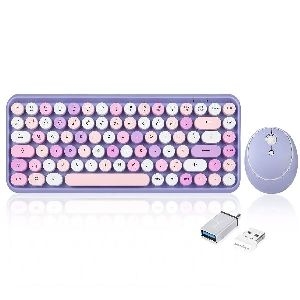 Perixx PERIDUO-713PP DE, Mini Tastatur-Maus Set, Retro Vintage Design, violett 57150T