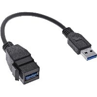 InLine® USB 3.2 Gen1 Adapterkabel, USB A Stecker / Keystone Buchse, 0,2m 76206C