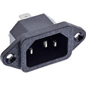 InLine® Kaltgeräte Einbaubuchse IEC-C14, schwarz, mit 6,3mm Steckfahne S-16701