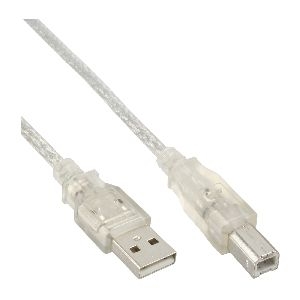 InLine® USB 2.0 Kabel, A an B, transparent, 0,5m 34505T
