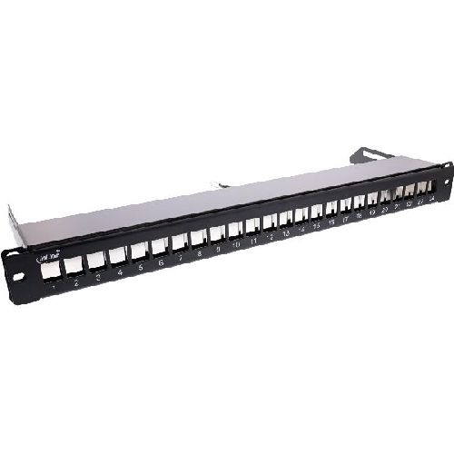 InLine® Patchfeld 24-fach, Keystone Leerblech Patchpanel mit Auszug, 19, 1HE 76824K