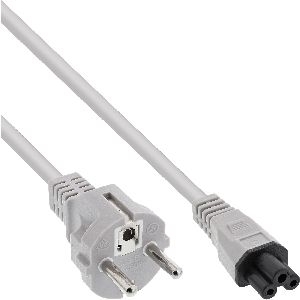 InLine® Netzkabel für Notebook, 3pol Kupplung, grau, 1,8m 16656A