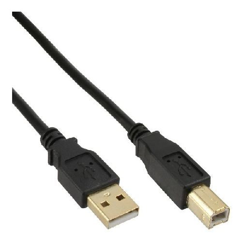 100er B-Pack InLine® USB 2.0 Kabel, A an B, schwarz, Kontakte gold, 1m B-34510S