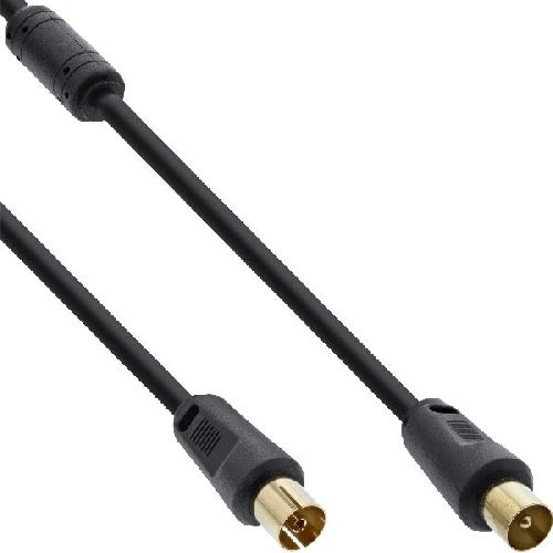 InLine® Antennenkabel Premium, 2x geschirmt, mit Filter, >85dB, schwarz, 2m 69402P