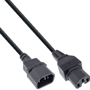 InLine® Netzkabelverl., Warmgerätest. gerade C15 auf BU gerade C14, schwarz, 1m 16811A