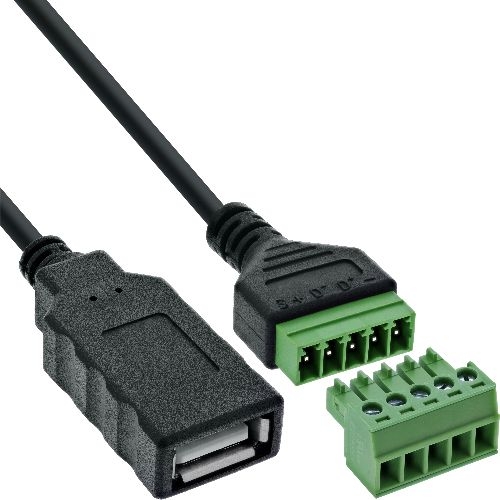 InLine® USB-A Buchse an Terminalblock, 5pol, mit Kabel 92504H